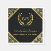 Zwart, gouden Griekse sleutel en laurierkrans brui Servetten (Voorkant)