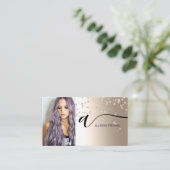 Zwart gouden haar make-up foto initiaal qr code visitekaartje (Staand voorkant)