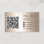 Zwart gouden haar make-up foto initiaal qr code visitekaartje (Achterkant)