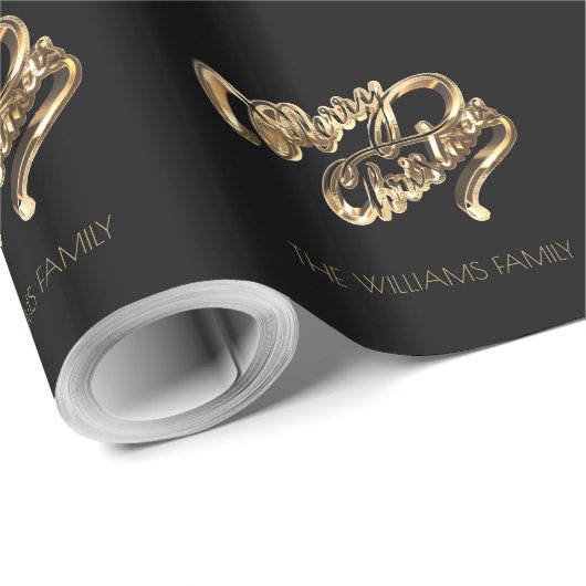 Zwart-gouden handschrift, prettige kerst cadeaupapier (Rol Hoek)