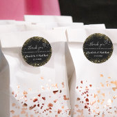 Zwart gouden hart bruiloft dank u ronde sticker