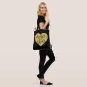 Zwart gouden hart en scriptmoeder van het bruid ta tote bag (Op model)