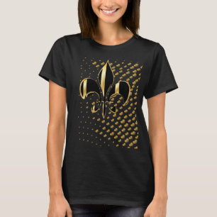 Zwart gouden hartjes Fleur de Lis T-shirt