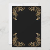 Zwart  Gouden Hoek Islamitische Moslim Bruiloft Kaart (Achterkant)