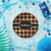 Zwart-gouden houndstooth papieren bordje (Feest)