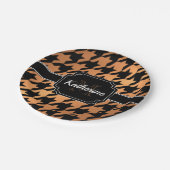 Zwart-gouden houndstooth papieren bordje (Gekanteld)