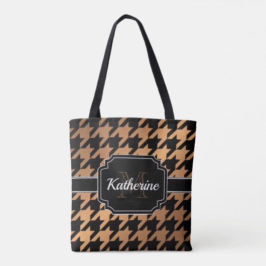 Zwart-gouden houndstooth tote bag (Achterkant)