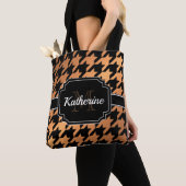 Zwart-gouden houndstooth tote bag (Dichtbij)