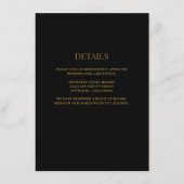 Zwart/Gouden Huwelijksdetails Informatiekaartje (Voorkant)