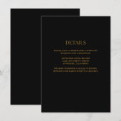 Zwart/Gouden Huwelijksdetails Informatiekaartje (Voorkant / Achterkant)