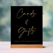 Zwart Gouden Huwelijkskaarten en Giftentafel Acryl Bord (Neutraal)