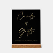 Zwart Gouden Huwelijkskaarten en Giftentafel Acryl Bord (Voorkant)