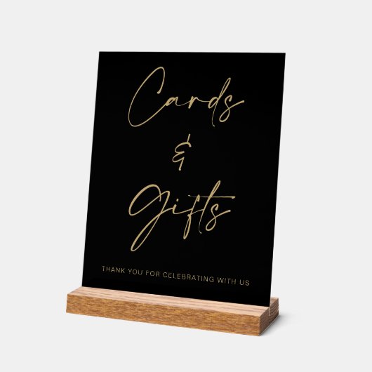 Zwart Gouden Huwelijkskaarten en Giftentafel Acryl Bord (Hoek)