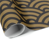 Zwart-gouden Japans Seigaiha Pattern Cadeaupapier (Rol Hoek)