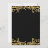 Zwart-gouden kant Elegant Wedding Kaart (Achterkant)