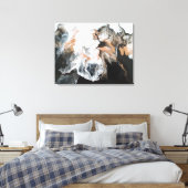 Zwart/Gouden kanten, Vloeibare Kunst Abstracte Can Canvas Afdruk (Insitu (Slaapkamer))