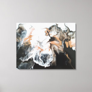 Zwart/Gouden kanten, Vloeibare Kunst Abstracte Can Canvas Afdruk