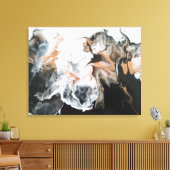 Zwart/Gouden kanten, Vloeibare Kunst Abstracte Can Canvas Afdruk (Insitu (Woonkamer))