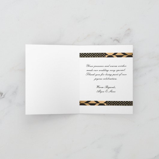 Zwart - Gouden Kente (wit) Bedankkaart (Binnen)