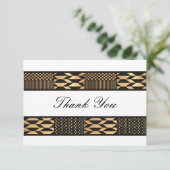 Zwart - Gouden Kente (wit) Bedankkaart (Staand voorkant)