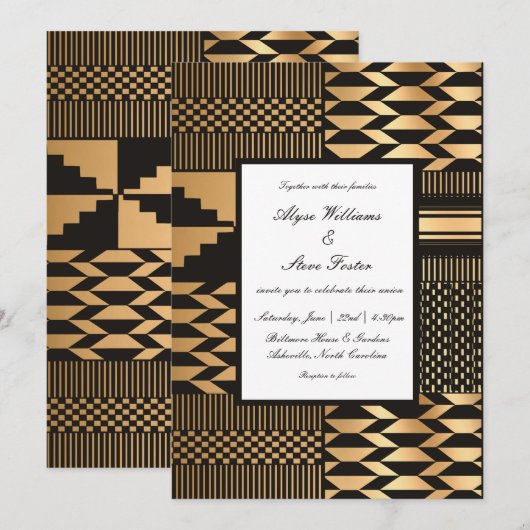 Zwart - Gouden Kente (wit) Kaart (Voorkant / Achterkant)