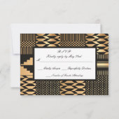 Zwart - Gouden Kente (wit) RSVP Kaartje (Achterkant)
