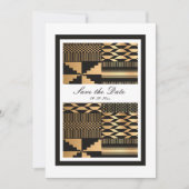 Zwart - Gouden Kente (wit) Save The Date (Voorkant)