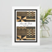 Zwart - Gouden Kente (wit) Save The Date (Staand voorkant)