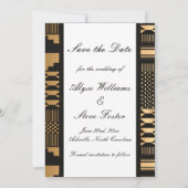 Zwart - Gouden Kente (wit) Save The Date (Achterkant)