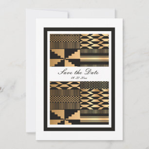 Zwart - Gouden Kente (wit) Save The Date