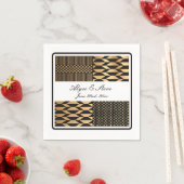 Zwart - Gouden Kente (Wit)  Servet (Insitu)