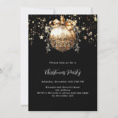 Zwart gouden kerstbal  sterren kerstfeest kaart (Voorkant)