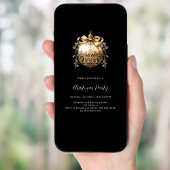 Zwart gouden kerstbal vintage kerstfeest kaart