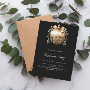 Zwart gouden kerstbal vintage kerstfeest kaart