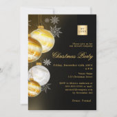 Zwart gouden kerstballen bedrijf logo Christmas Pa Kaart (Voorkant)