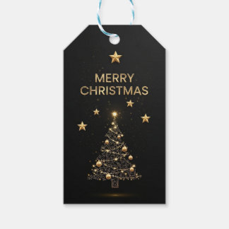 Zwart-gouden kerstcadeaukaart cadeaulabel