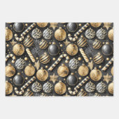 Zwart Gouden Kerstpatronen #12#24#27 ID1009 Inpakpapier Vel (Voorkant 2)