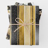 Zwart Gouden Kerstpatronen #12#24#27 ID1009 Inpakpapier Vel (In situ)
