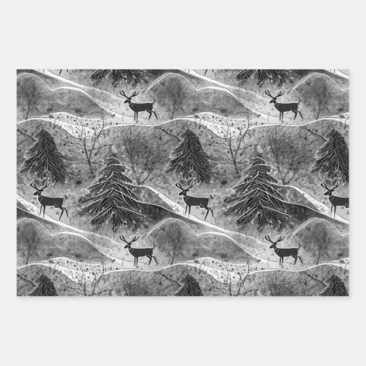 Zwart Gouden Kerstpatronen #13#29#33 ID1009 Inpakpapier Vel (Voorkant 2)