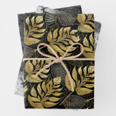 Zwart Gouden Kerstpatronen #13#29#33 ID1009 Inpakpapier Vel (In situ)