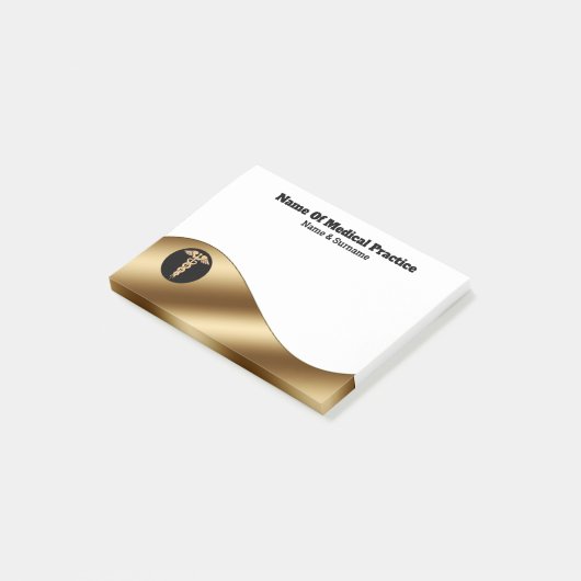 Zwart gouden kikkervis voor witte bedrijven post-it® notes (Schuin)