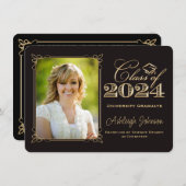 Zwart, Gouden Klasse van 2024 Foto Afstuderen Kaart (Voorkant / Achterkant)