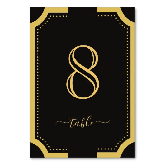 Zwart-gouden Klassieke Elegant koper bruiloft 8 Kaart (Voorkant)