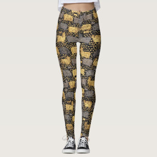 zwart gouden Koe Zomerreizen Leggings