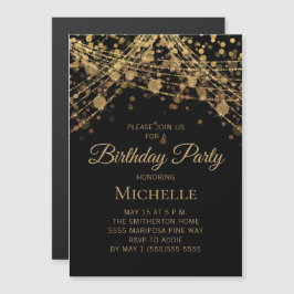 Zwart gouden koord verlicht elke leeftijd Vrouwend Magnetische Uitnodiging