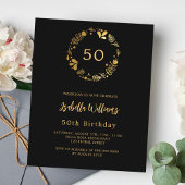 Zwart gouden krans budget verjaardagsuitnodiging