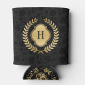 Zwart & Gouden Krans Crest Monogrammed Blikjeskoeler (Achterkant)