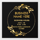 Zwart Gouden Krans Zakelijke winkel Openingstijden Raamsticker (Vel)