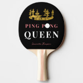 Zwart Gouden Kroon Tafeltennis Queen gepersonalise Tafeltennisbatje (Achterkant)