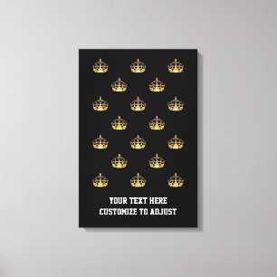 Zwart-gouden kroonpatroon canvas afdruk
